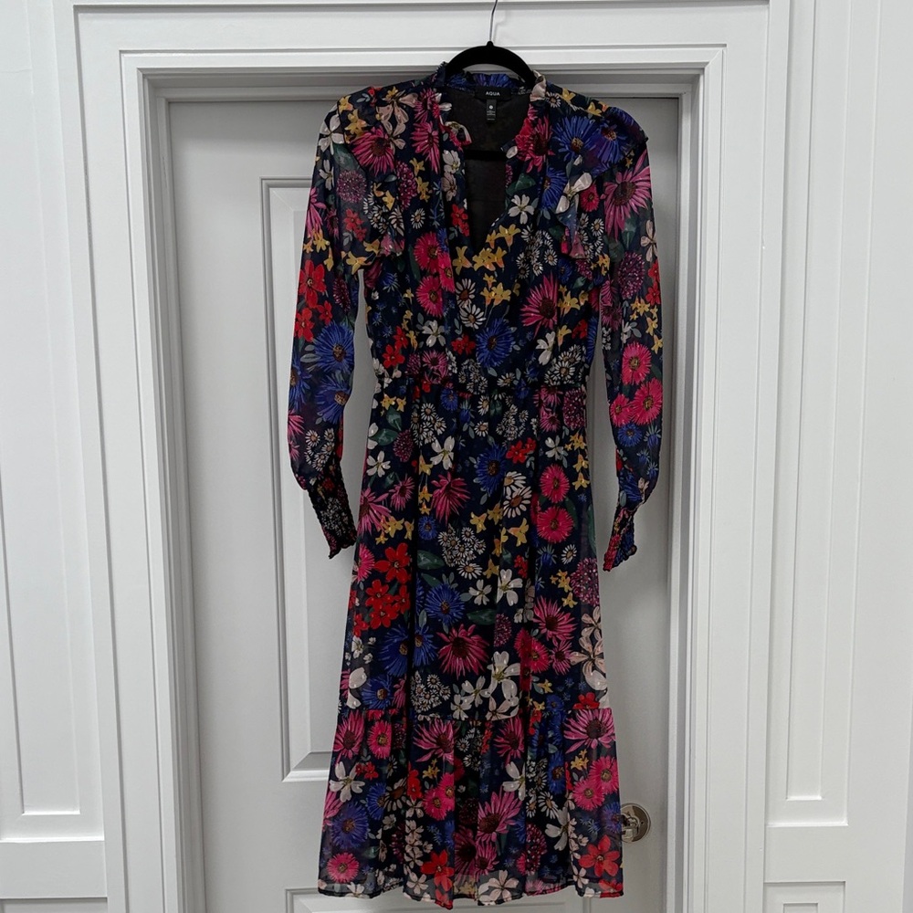 Aqua Vibrant Floral Maxi Dress